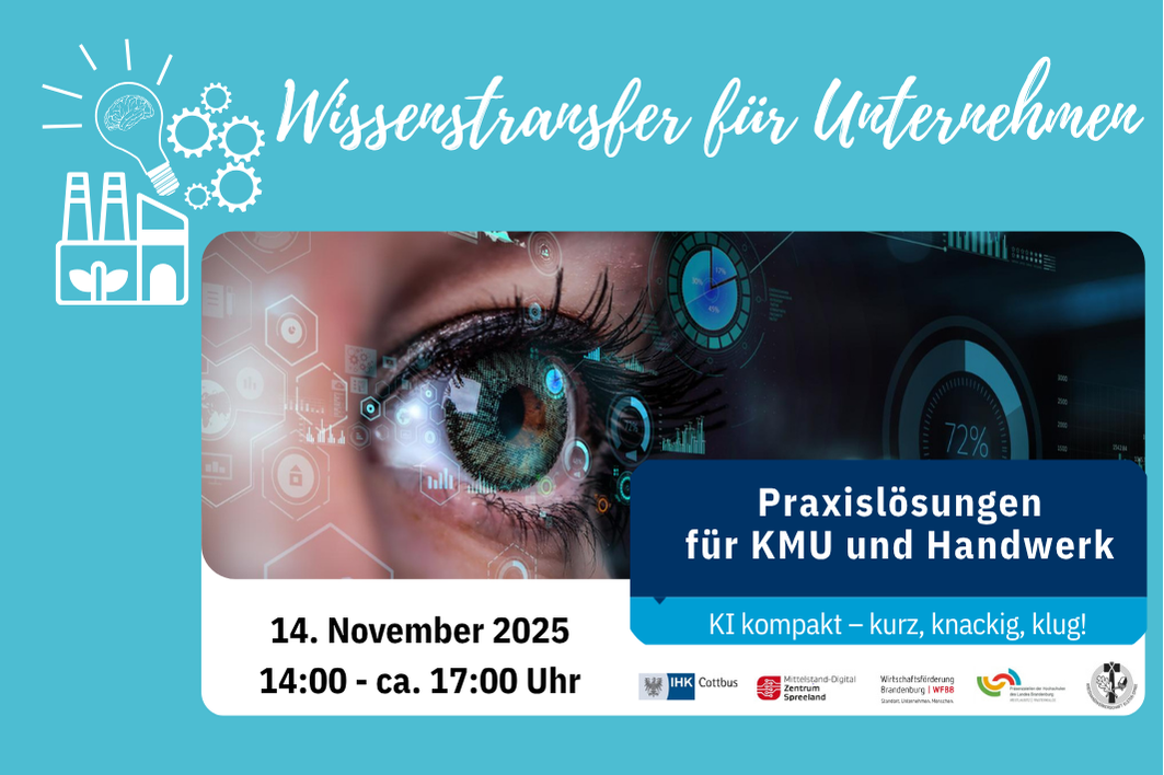 Veranstaltung für KMU und Handwerk zum Thema KI am 14.11.2025 um 14 Uhr in der Kreishandwerkerschaft Elbe-Elster in Finsterwalde